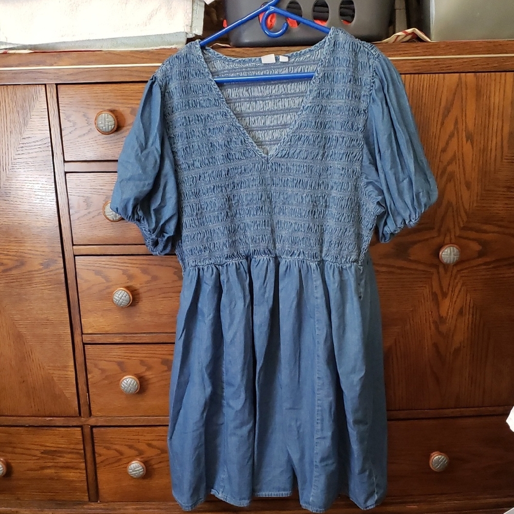 GAP Denim Blue Smocked Top